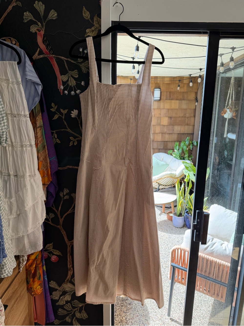 Gingham Dress in Beige - A&F Mila Midi